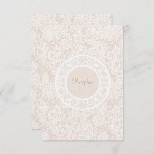 Trouwreceptiekaart Champagne Ivoire Kant Informatiekaartje (Voorkant / Achterkant)