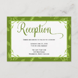 Trouwreceptiekaart Groen Bladeren Informatiekaartje