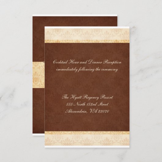 Trouwreceptiekaart met Chocolade en Crème Informatiekaartje (Voorkant / Achterkant)