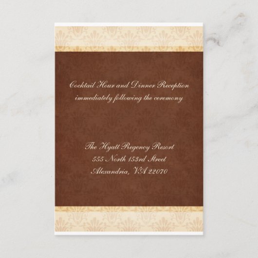 Trouwreceptiekaart met Chocolade en Crème Informatiekaartje (Voorkant)