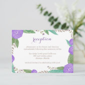 Trouwreceptiekaart met geschilderde bloemen kaart (Staand voorkant)