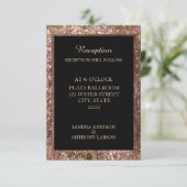 Trouwreceptiekaart met Roze Gouden Glitter Kaart (Staand voorkant)