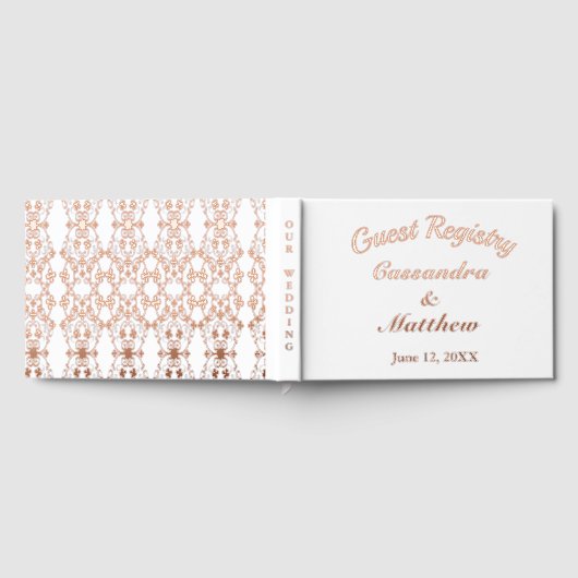 Trouwregister Bloemenwijnstok Roos Gold Folie Wit Gastenboek (Volledig)