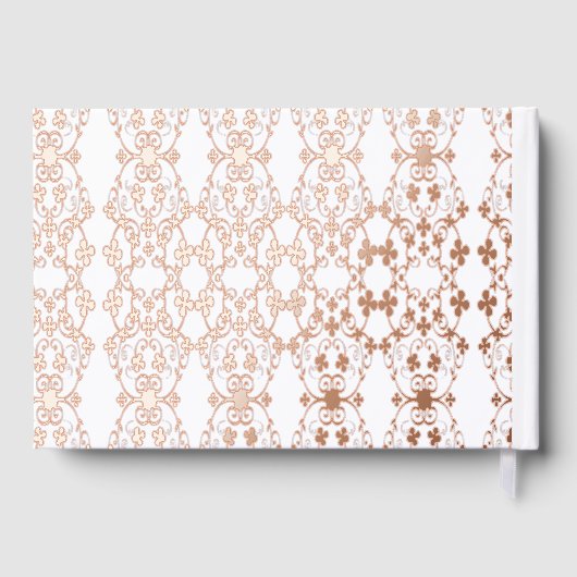 Trouwregister Bloemenwijnstok Roos Gold Folie Wit Gastenboek (Achterkant)