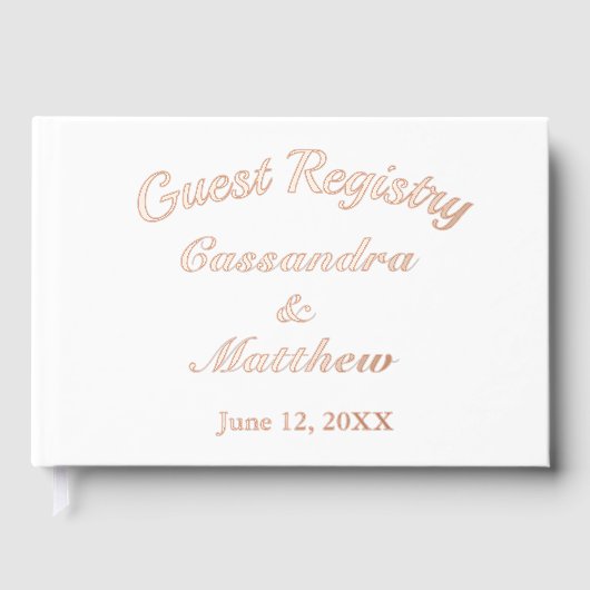 Trouwregister Bloemenwijnstok Roos Gold Folie Wit Gastenboek (Voorkant)