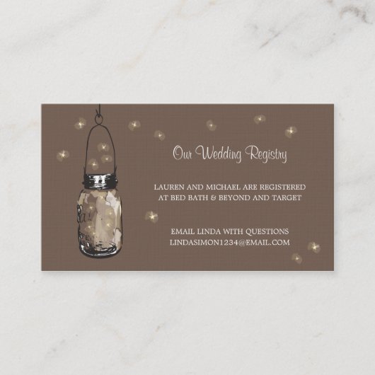 Trouwregister Kaart Mason Jar & Fireflies (Voorkant)