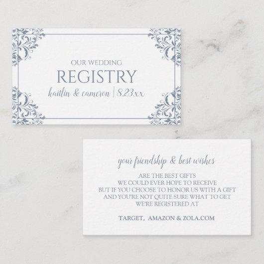 Trouwregister Kaarten - Nadine - Dusty Blue (Voorkant / Achterkant)