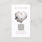 Trouwregister-Modern roze hart met bloemen Visitekaartje (Voorkant)