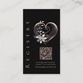 Trouwregister-Modern roze hart met bloemen Visitekaartje
