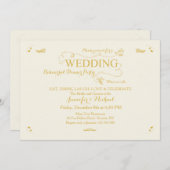 Trouwrepetitie Diner Uitnodiging Cr / Gold (Voorkant / Achterkant)