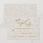 Trouwretro eenvoudige beige RSVP kaartje (Voorkant / Achterkant)