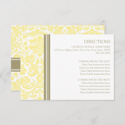 Trouwrichting Kaarten Tan Yellow Damask (Voorkant / Achterkant)