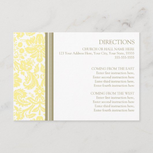 Trouwrichting Kaarten Tan Yellow Damask (Voorkant)