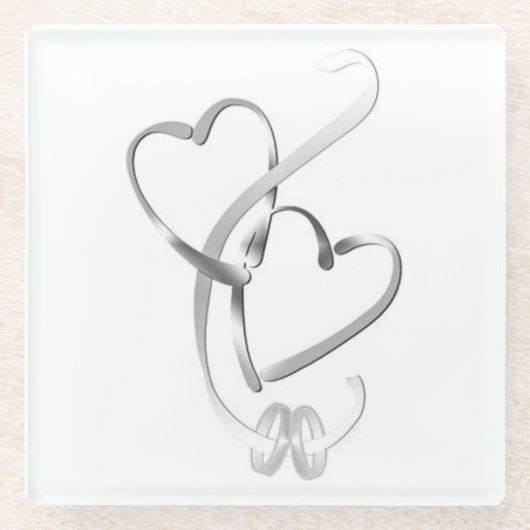 "TROUWRIJEN MET HART" ONDERLEGGER GLAZEN ONDERZETTER (Voorkant)