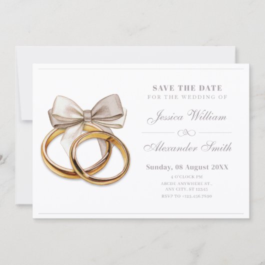 Trouwring boog elegante bruiloft save the date (Voorkant)