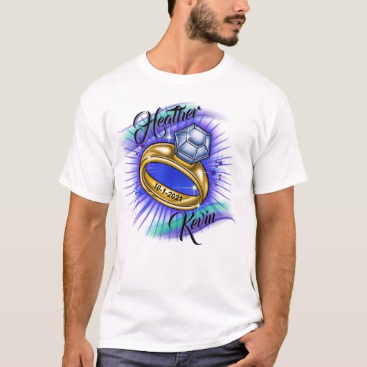trouwring en datums voor borstels T-Shirt (Voorkant)