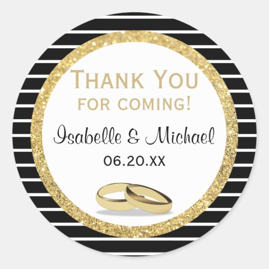Trouwring en Glitter Dank u Stickers (Voorkant)