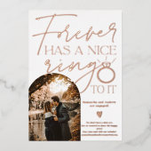 Trouwring foto boog engagement wit folie uitnodiging (Voorkant)