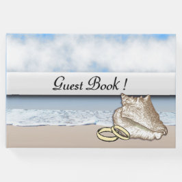 Trouwring gastenboek met strandthema