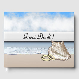 Trouwring gastenboek met strandthema