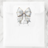 Trouwring Gouden Witte Boog Bruidsdouche Vierkante Sticker (Tas)