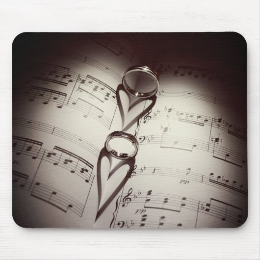 Trouwring Harten Muziek Muismat (Voorkant)
