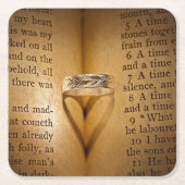 Trouwring Hartschaduw Op Bijbel Kartonnen Onderzetters (Voorkant)