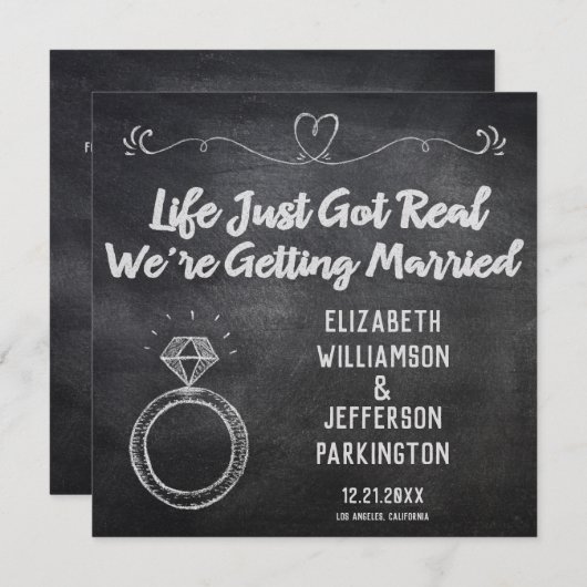 Trouwring Modern Schrijfbord Save The Date (Voorkant / Achterkant)