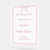 Trouwring Roze Strik Bruidsfeest Welkom Bord (Hoek)