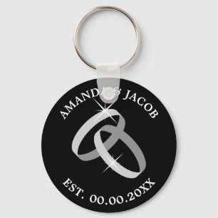 Trouwring sleutelhanger met datum en naam van het 