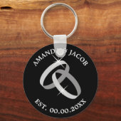 Trouwring sleutelhanger met datum en naam van het  (Voorkant)