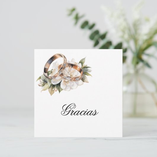 Trouwring Spaans Bedankt Card (Staand voorkant)