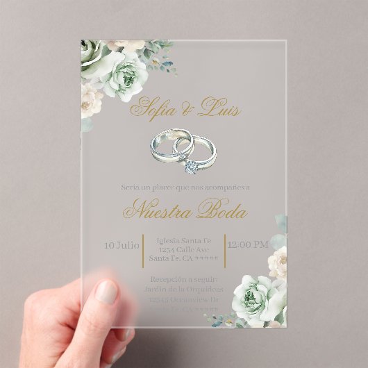 Trouwring Spaanse bruiloft Acryl Uitnodigingen (Insitu (Draagbaar))