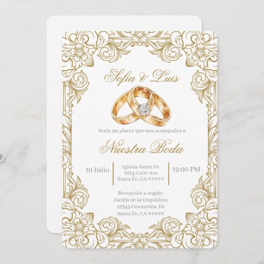 Trouwring Spaanse bruiloft Kaart (Voorkant / Achterkant)