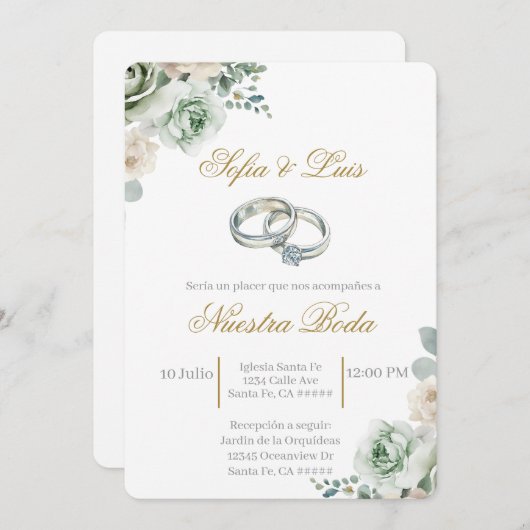 Trouwring Spaanse bruiloft Kaart (Voorkant / Achterkant)