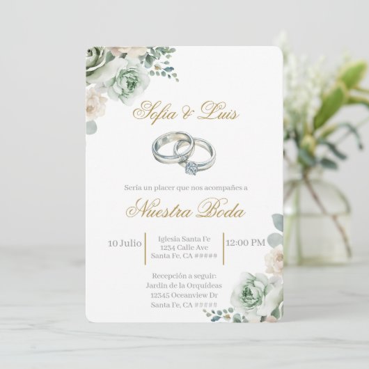 Trouwring Spaanse bruiloft Kaart (Staand voorkant)