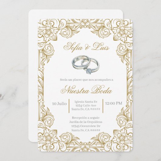 Trouwring Spaanse bruiloft Kaart (Voorkant / Achterkant)