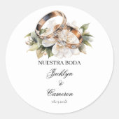 Trouwring Spaanse trouwkaart Ronde Sticker (Voorkant)