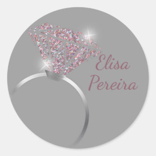 Trouwring sticker, bruidsfeest sticker, label