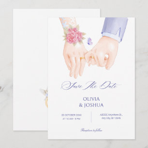 Trouwring vasthoudende handen zachte elegante trou save the date