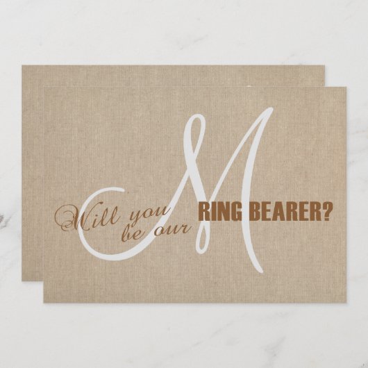 Trouwringdrager met linnen canvas en monogram kaart (Voorkant / Achterkant)