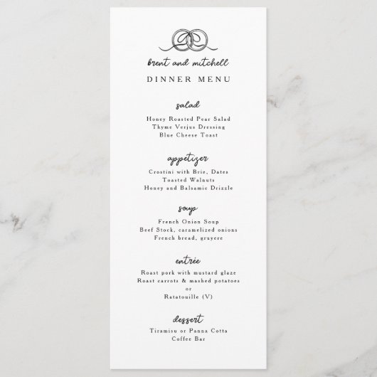 Trouwringen Bow Diner Menu (Voorkant)