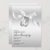 Trouwringen & Bow Silver Bruiloft Jubileum Kaart (Voorkant / Achterkant)