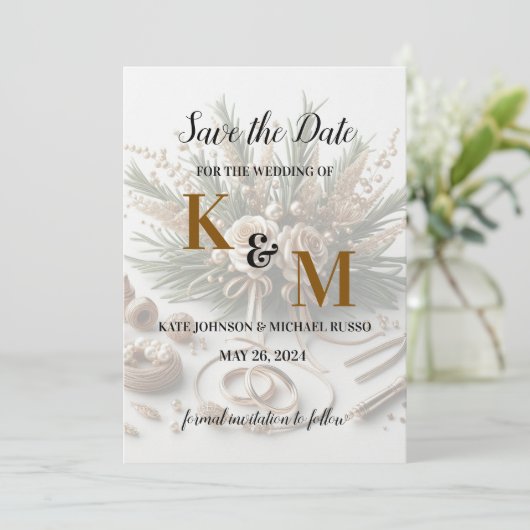 Trouwringen Eenvoudig Abstract Save The Date (Staand voorkant)