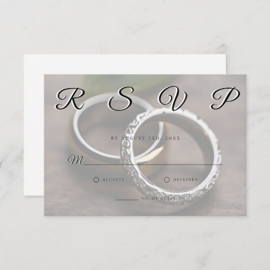 Trouwringen Eenvoudige elegante minimalistische RS RSVP Kaartje (Voorkant / Achterkant)