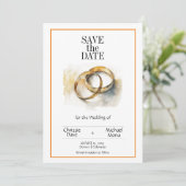 Trouwringen Elegante witte bruiloft Save The Date (Staand voorkant)