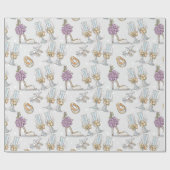 Trouwringen en champagne cadeaupapier (Vlak)