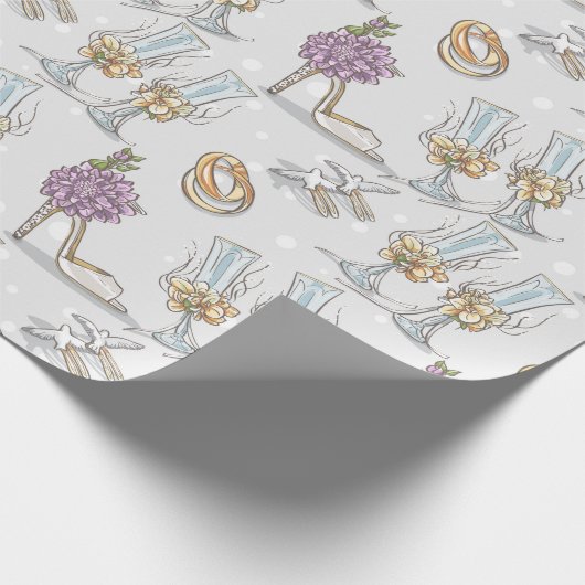 Trouwringen en champagne cadeaupapier (Hoek)