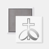 Trouwringen en Cross Art Magneet (Voorkant / Achterkant)