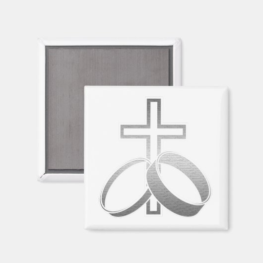 Trouwringen en Cross Art Magneet (Voorkant / Achterkant)